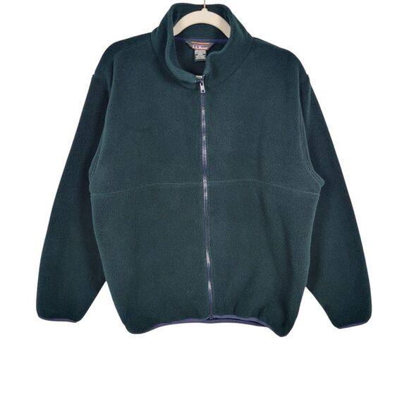 L.L. Bean Jacket Women's Size L Polartec Fleece Full Zip Green Pockets - Picture 1 of 9